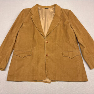 Vtg Pioneer Wear Corduroy Blazer 54 Brown Western Made in USA Jacket Cowboy